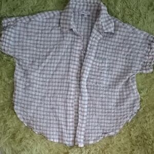 Madewell Green and Tan Checkered Shirt